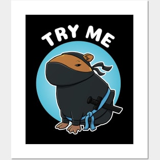 Try Me Capybara Ninja Costume Posters and Art